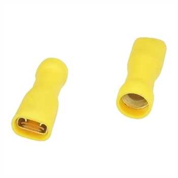 Flachsteckhülsen  6,3mm,gelb , Kabel bis 6,0